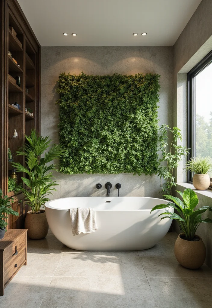 14 Glamour Bathroom Ideas With Sparkling Style - 4. Lush Greenery and Natural Elements