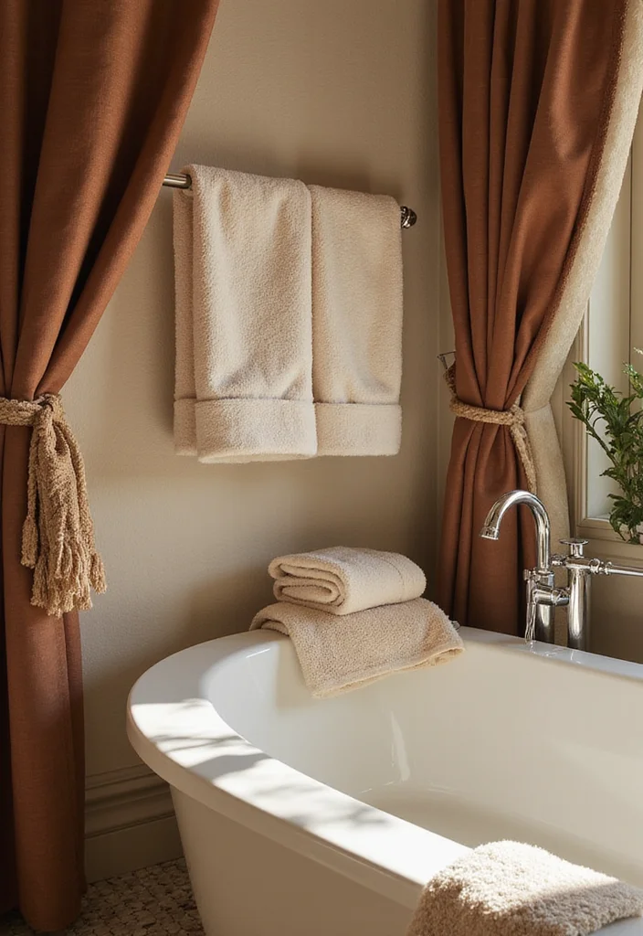 14 Glamour Bathroom Ideas With Sparkling Style - 7. Soft and Luxurious Textiles
