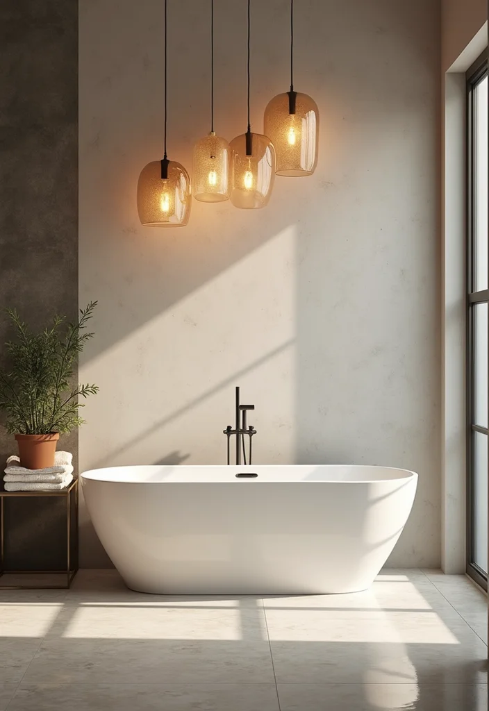 14 LED Bathroom Ideas For A Modern Glow - 3. Pendant Lights for a Statement