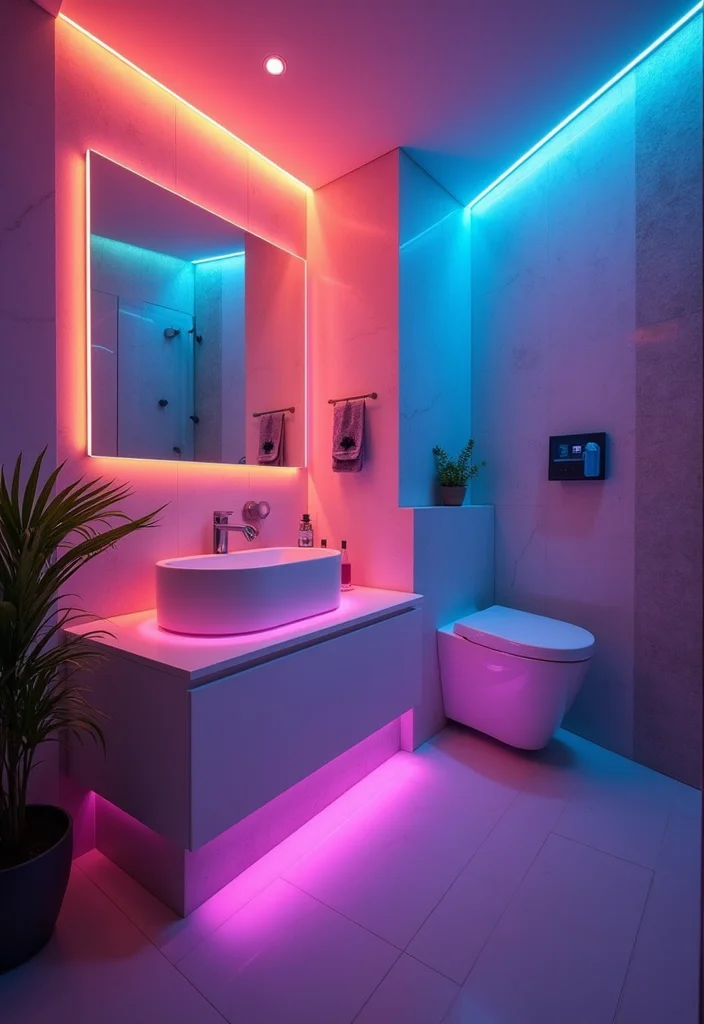14 LED Bathroom Ideas For A Modern Glow - 5. Color-Changing LED Lights