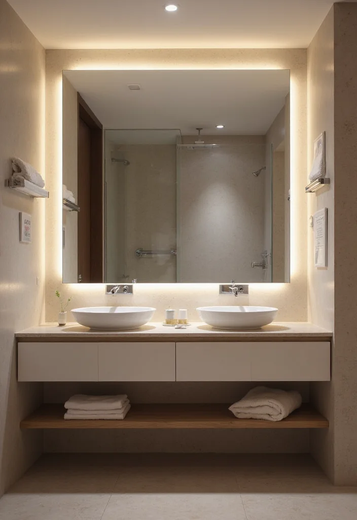 14 LED Bathroom Ideas For A Modern Glow - 9. LED Strip Lighting Around the Mirror