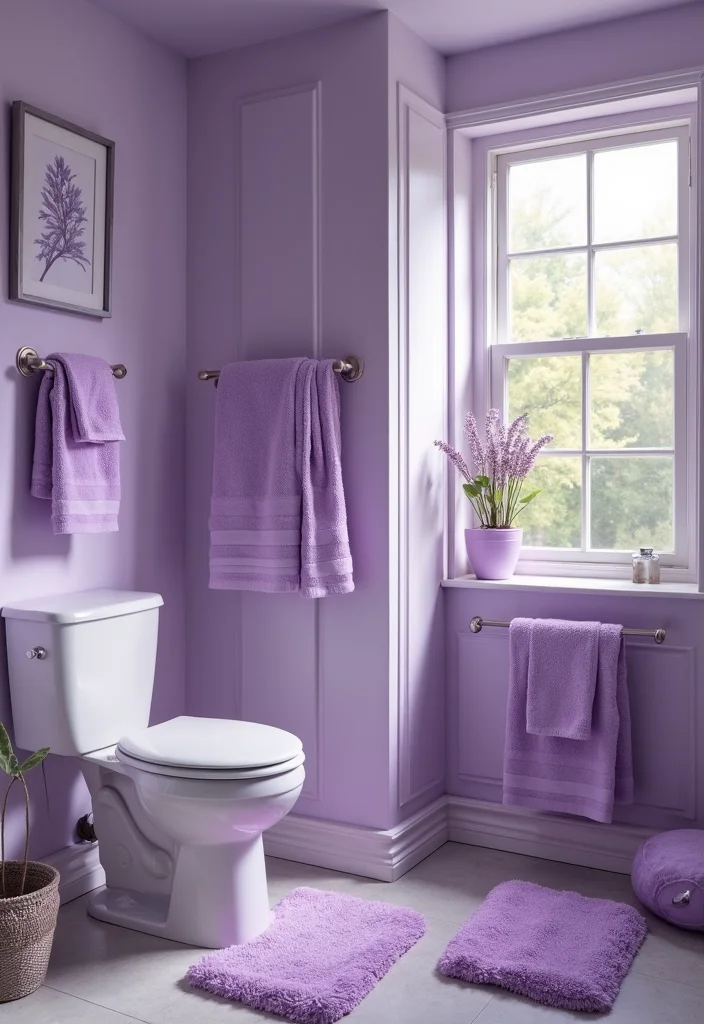 14 Lavender Bathroom Decor Ideas With Calm Vibes - 11. Lavender Color Accents