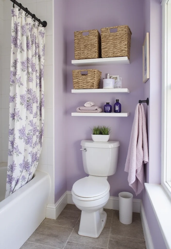 14 Lavender Bathroom Decor Ideas With Calm Vibes - 12. Lavender Storage Solutions
