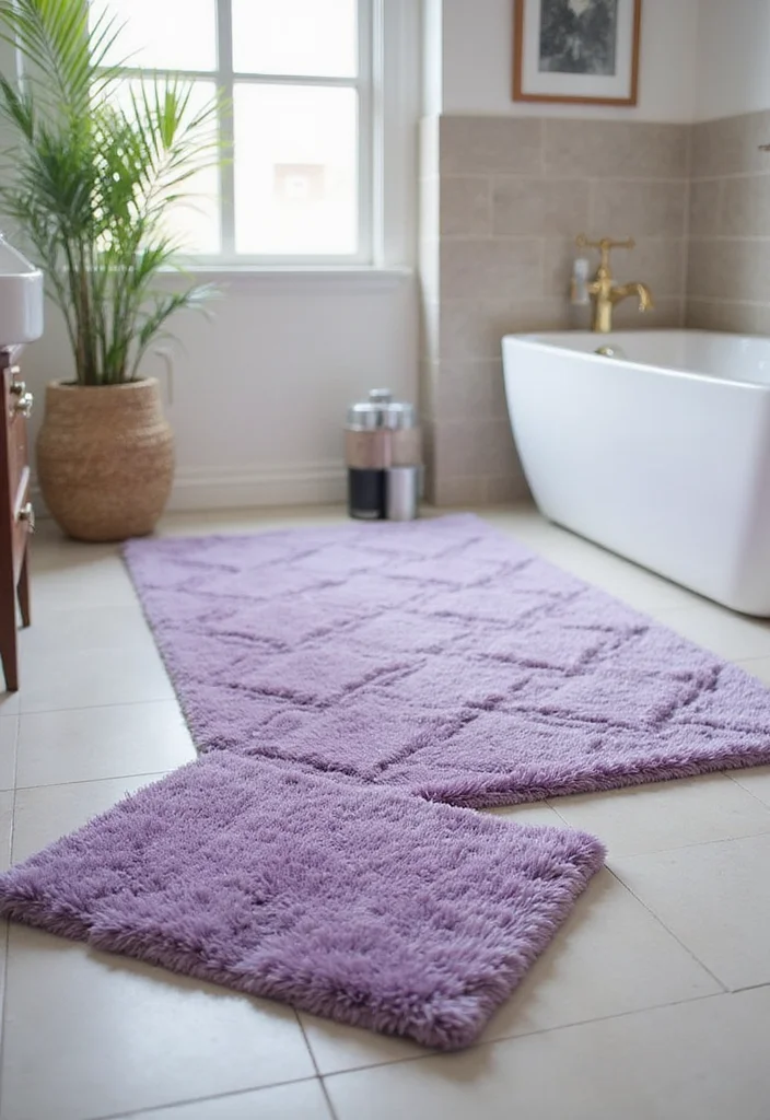 14 Lavender Bathroom Decor Ideas With Calm Vibes - 3. Lavender Bath Mats