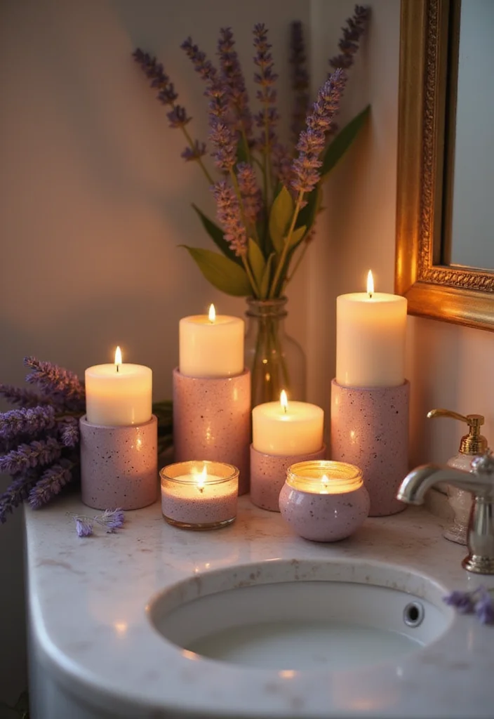 14 Lavender Bathroom Decor Ideas With Calm Vibes - 8. Lavender Candles
