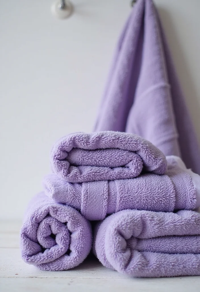 14 Lavender Bathroom Decor Ideas With Calm Vibes - 9. Lavender Towels