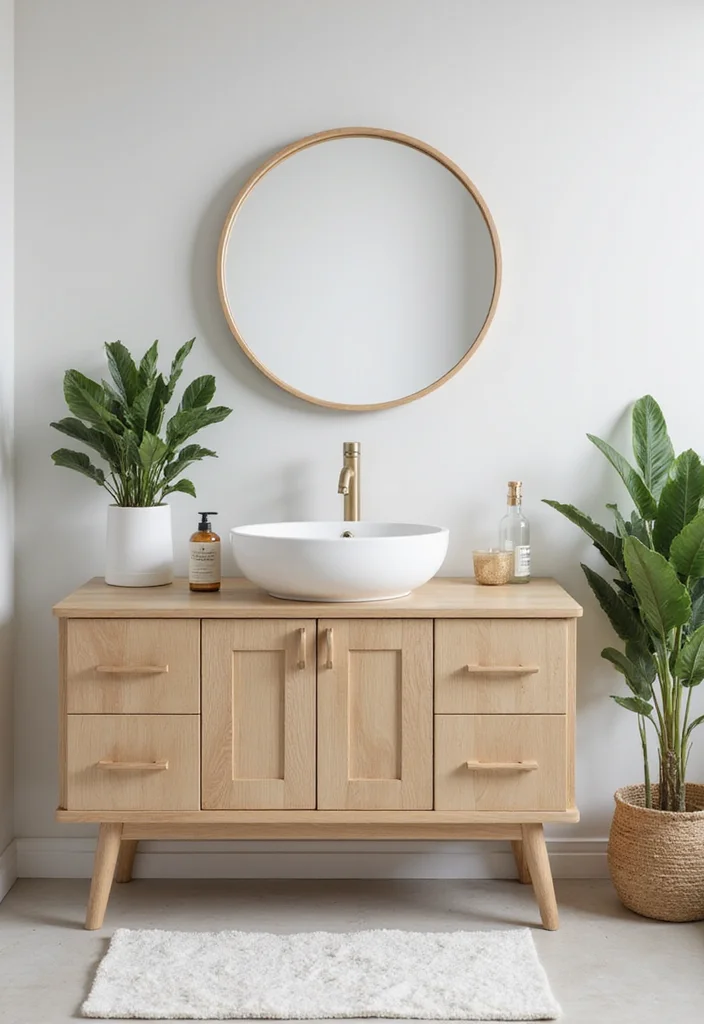 14 Light Wood Bathroom Vanity Ideas With Natural Warmth - 1. Scandinavian Simplicity