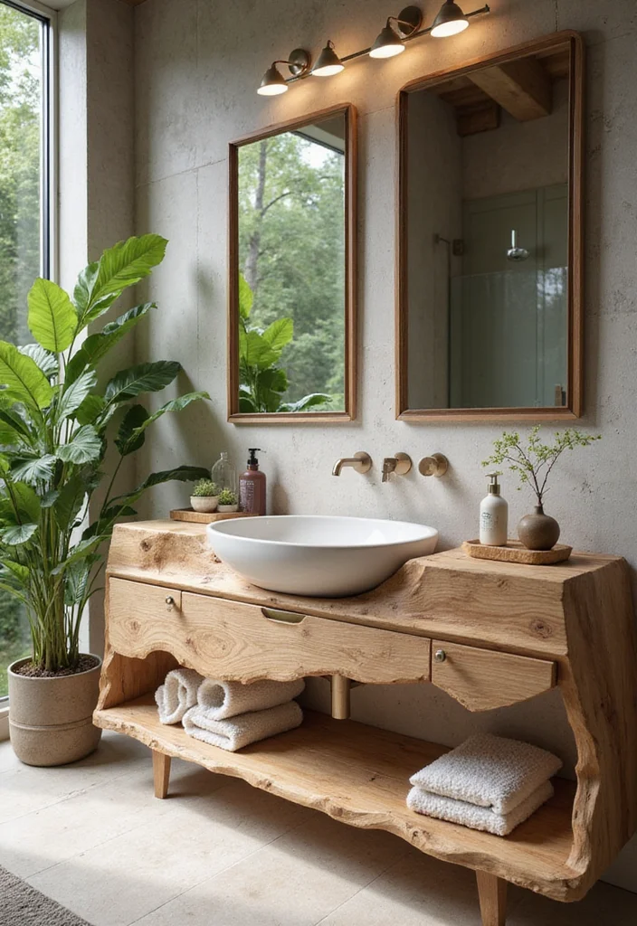 14 Light Wood Bathroom Vanity Ideas With Natural Warmth - 11. Nature-Inspired