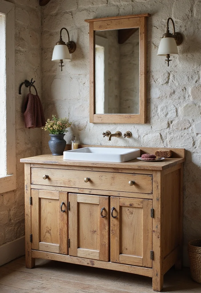 14 Light Wood Bathroom Vanity Ideas With Natural Warmth - 2. Rustic Charm