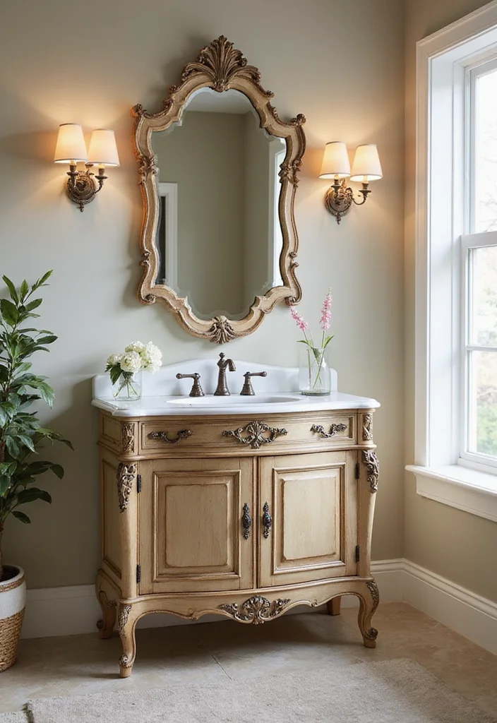 14 Light Wood Bathroom Vanity Ideas With Natural Warmth - 5. Vintage Glam