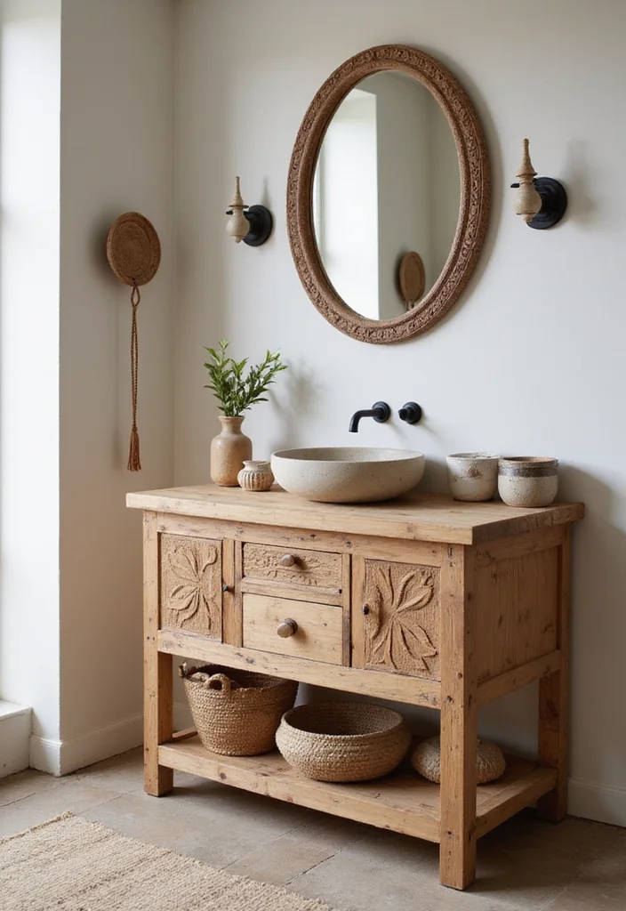 14 Light Wood Bathroom Vanity Ideas With Natural Warmth - 6. Artisanal Touch