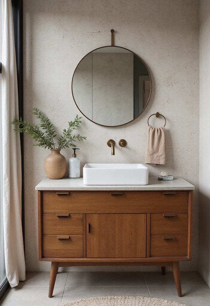 14 Mid Century Bathroom Vanity Ideas With Retro Cool - 10. Textured Finishes