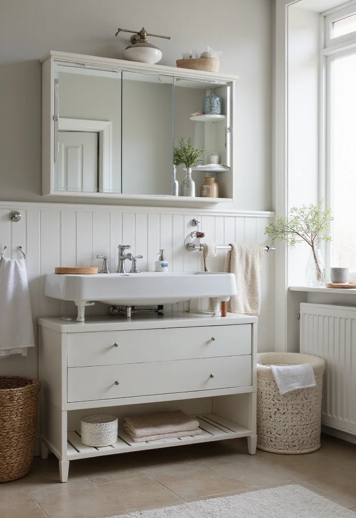 14 Mid Century Bathroom Vanity Ideas With Retro Cool - 12. Multi-functional Magic