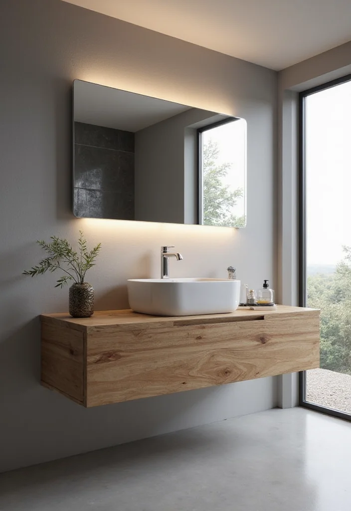 14 Mid Century Bathroom Vanity Ideas With Retro Cool - 3. The Floating Vanity