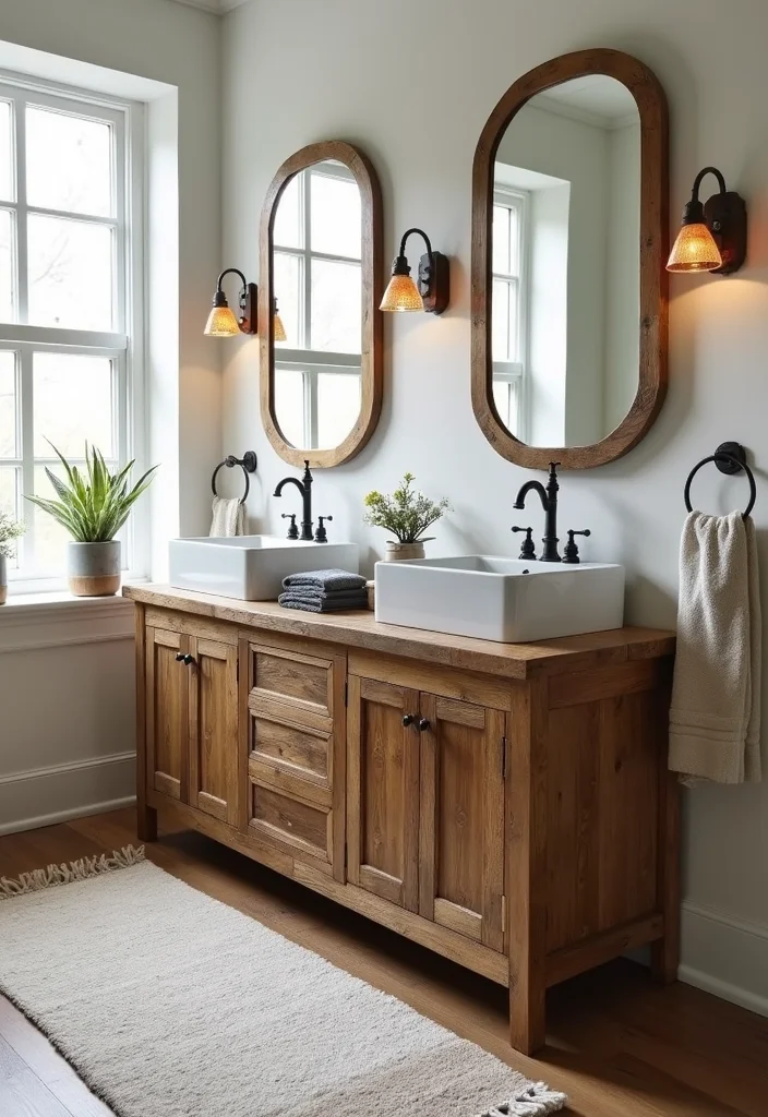 14 Mid Century Bathroom Vanity Ideas With Retro Cool - 6. Vintage-Inspired Dual Sinks