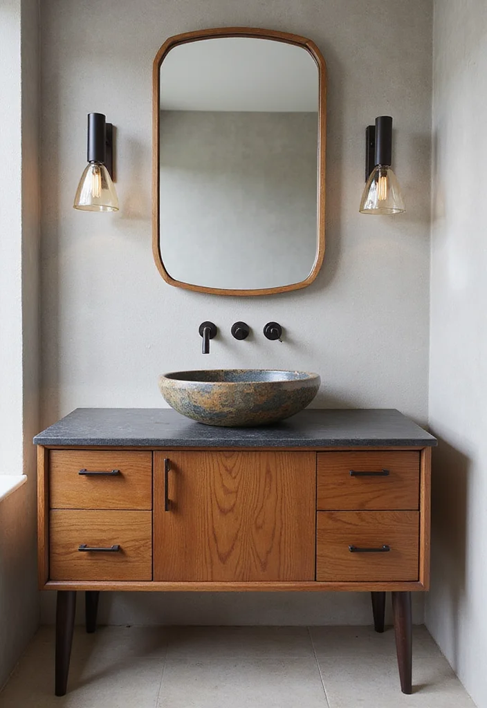 14 Mid Century Bathroom Vanity Ideas With Retro Cool - 9. Artistic Vessel Sinks