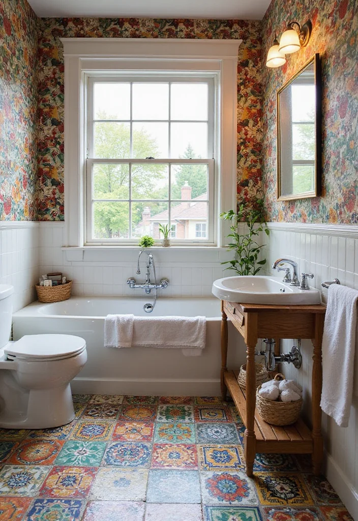 14 Old Bathroom Ideas That Look Beautiful Again - 5. Colorful Vintage Tiles