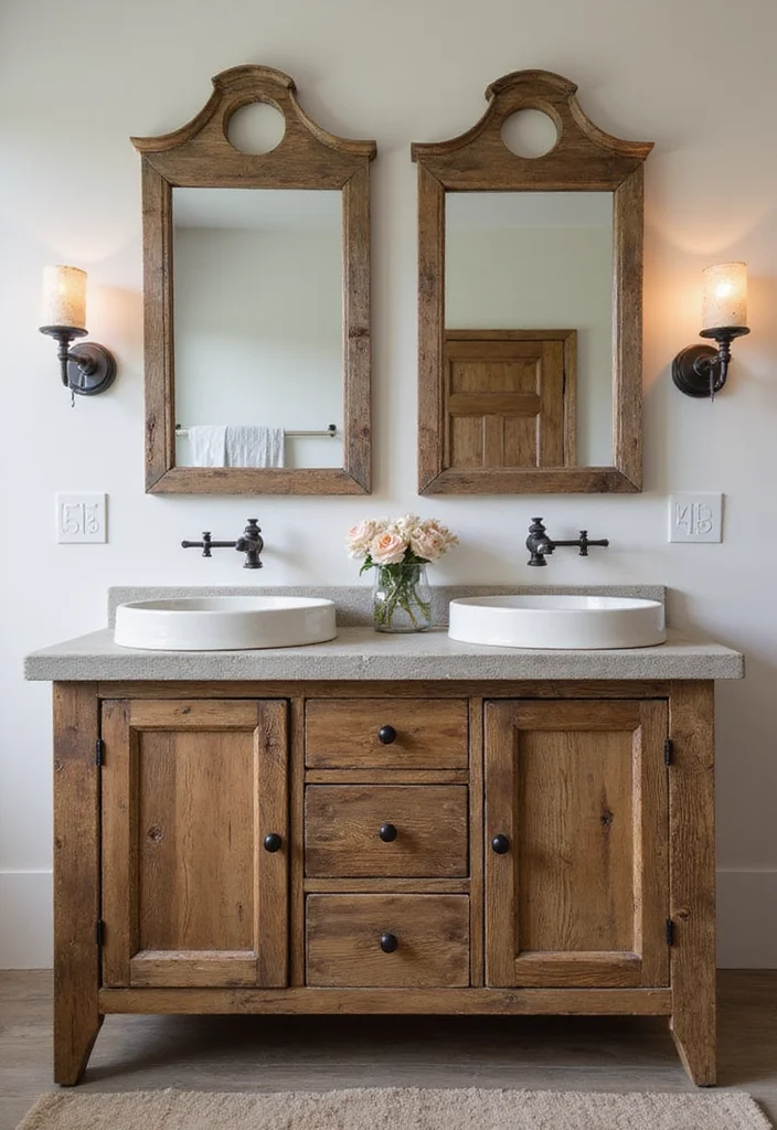 14 Rustic Bathroom Vanity Ideas With Cozy Charm - 1. Reclaimed Barn Wood Vanity
