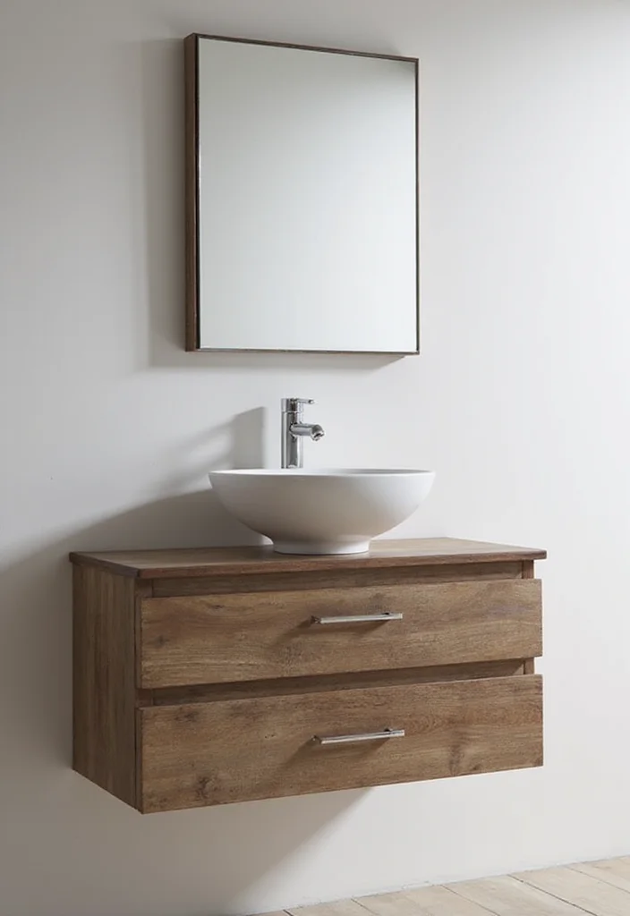 14 Rustic Bathroom Vanity Ideas With Cozy Charm - 8. Floating Vanity Design