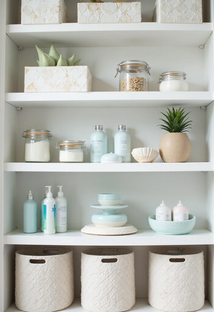 14 Seashell Bathroom Decor Ideas For Coastal Style - 11. Seashell-Themed Storage Solutions