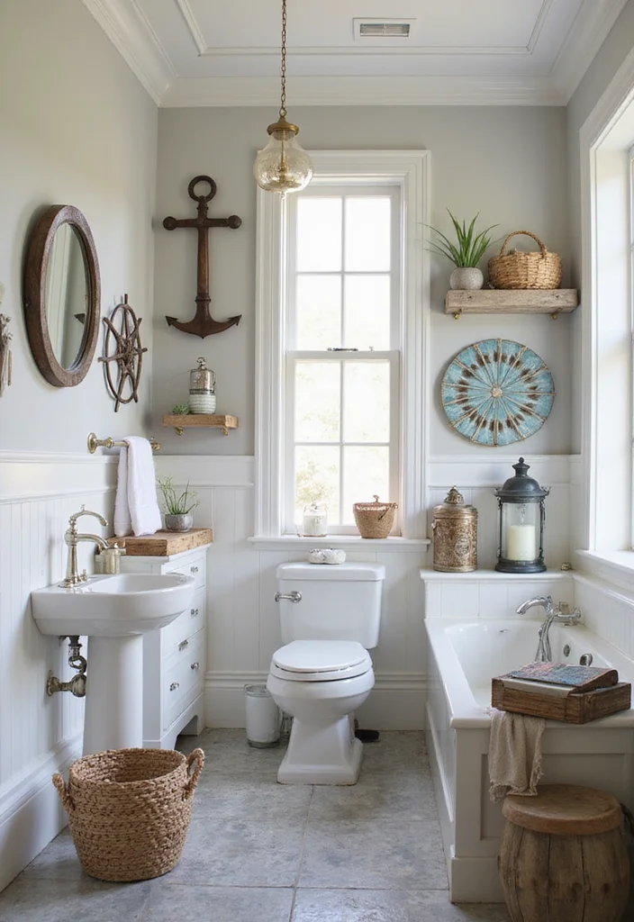 14 Seashell Bathroom Decor Ideas For Coastal Style - 3. Nautical Accessories