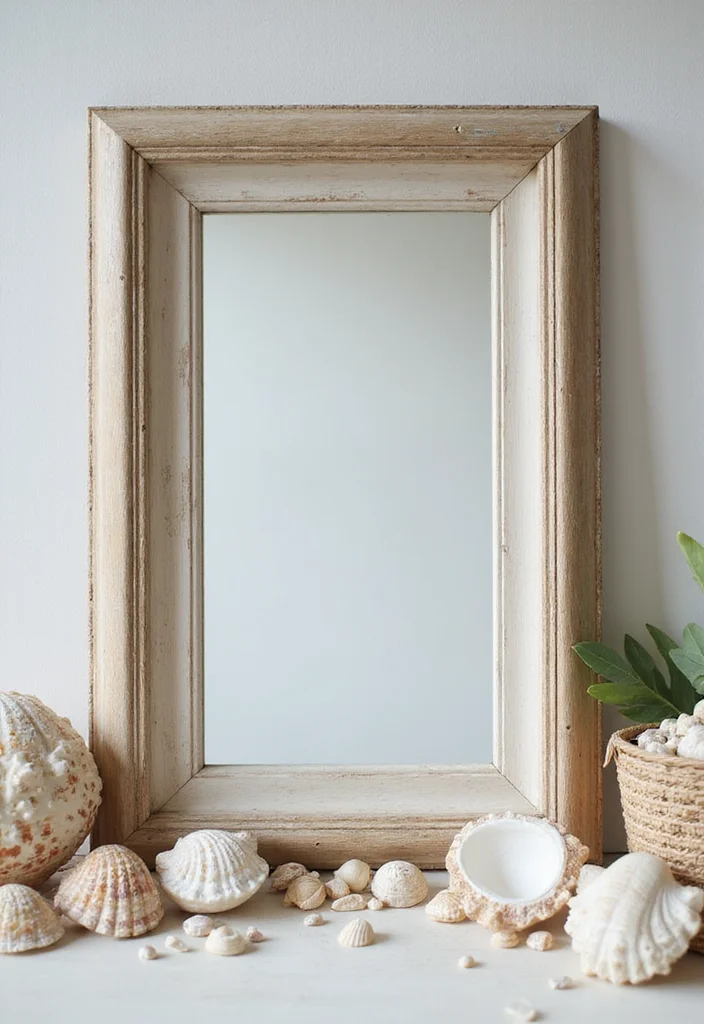 14 Seashell Bathroom Decor Ideas For Coastal Style - 7. Seashell Mirror Frame