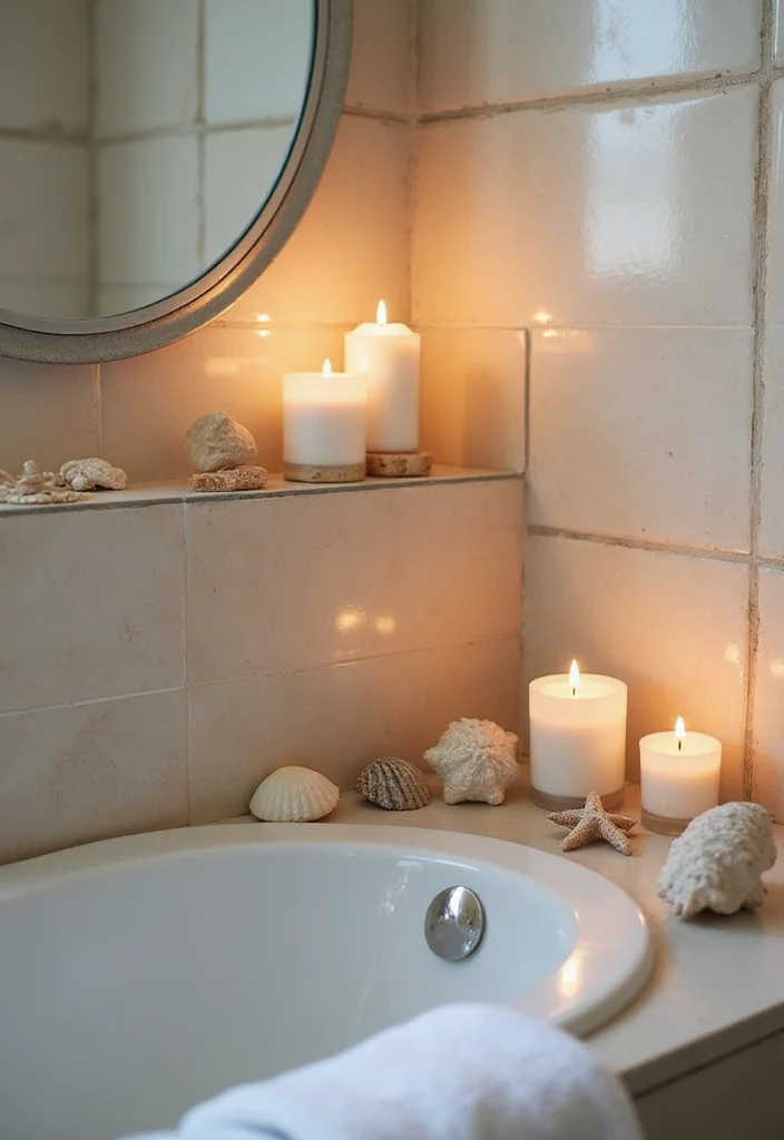 14 Seashell Bathroom Decor Ideas For Coastal Style - 8. Seashell Candles