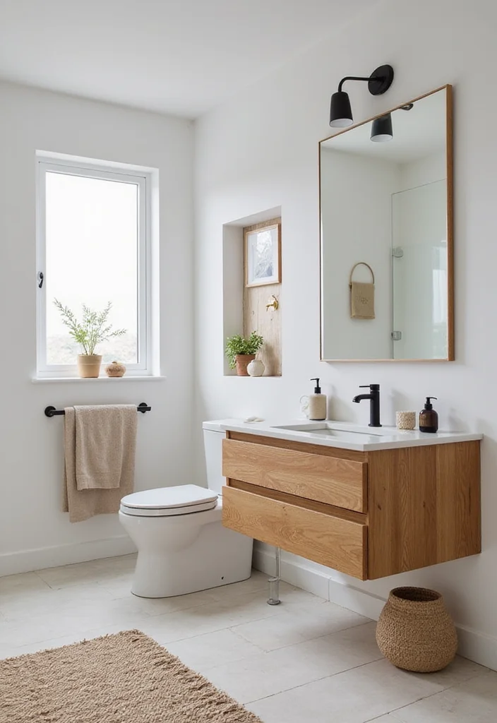 14 Timber Vanity Bathroom Ideas With Organic Texture - 14. Scandinavian-Inspired Timber Vanity