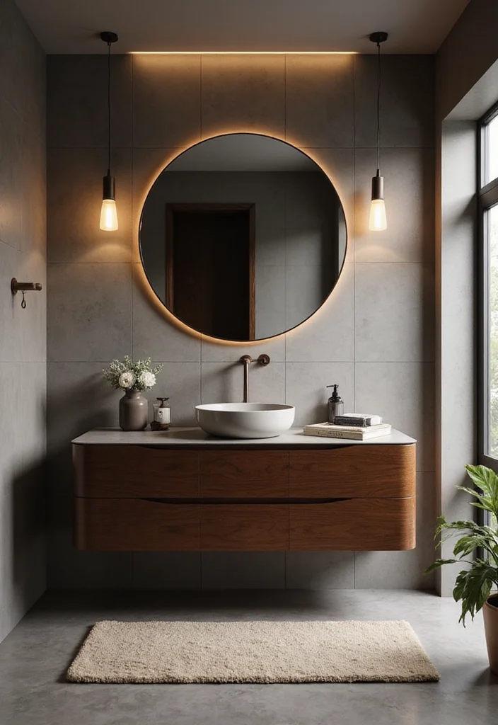 14 Wooden Vanity Bathroom Ideas For Warm Interiors - 13. High-Gloss Lacquered Wooden Vanity
