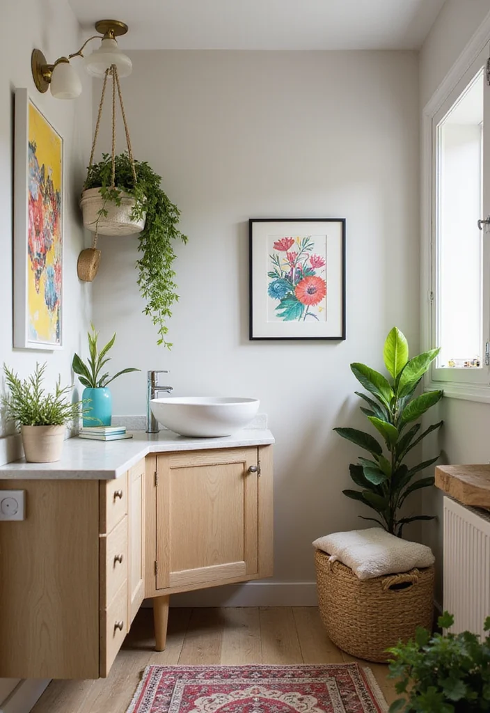 14 Wooden Vanity Bathroom Ideas For Warm Interiors - 7. Corner Wooden Vanity for Unique Spaces