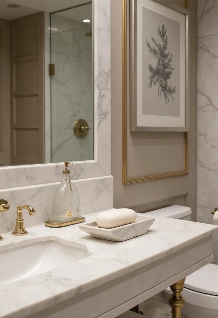 16 Marble Bathroom Ideas For Luxury Homes - 12. Statement Marble Accessories