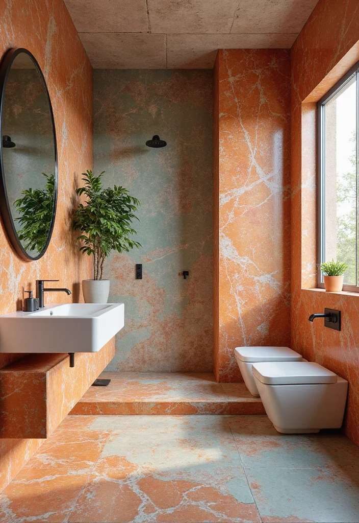 16 Marble Bathroom Ideas For Luxury Homes - 2. Colorful Marble Accents