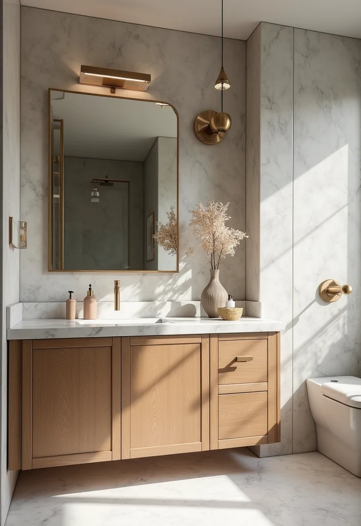 16 Marble Bathroom Ideas For Luxury Homes - 3. Marble and Wood Fusion