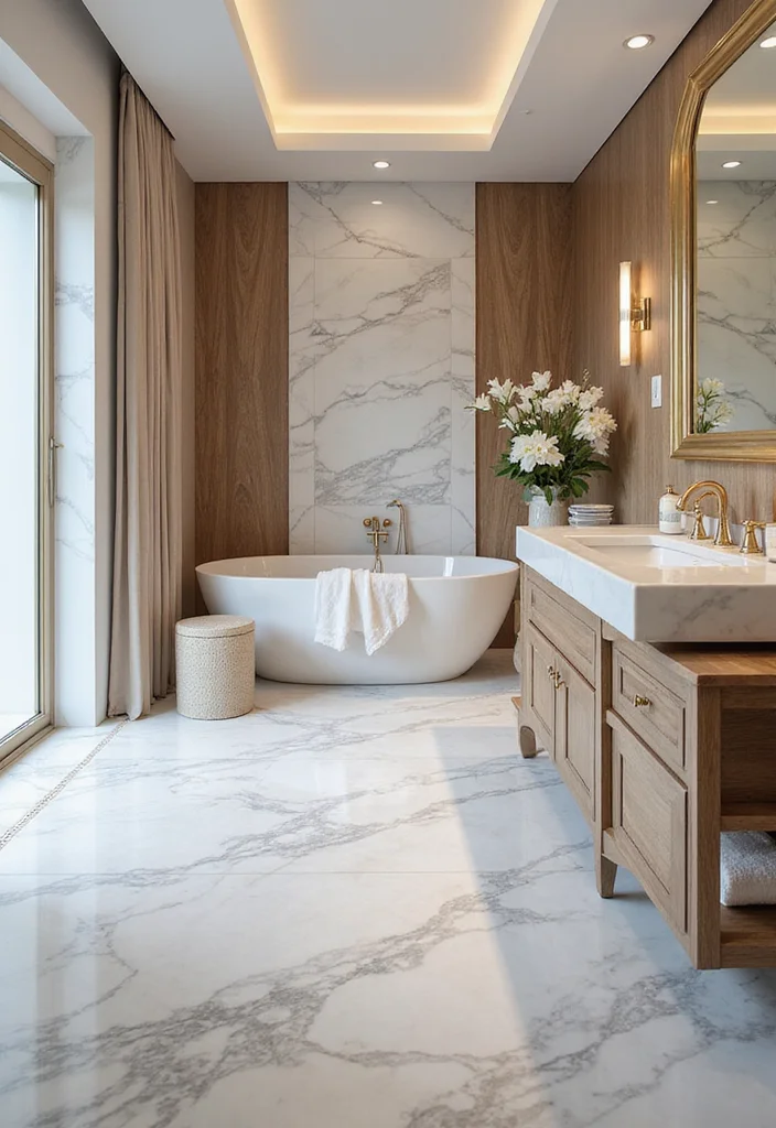 16 Marble Bathroom Ideas For Luxury Homes - 8. Marble Flooring Choices