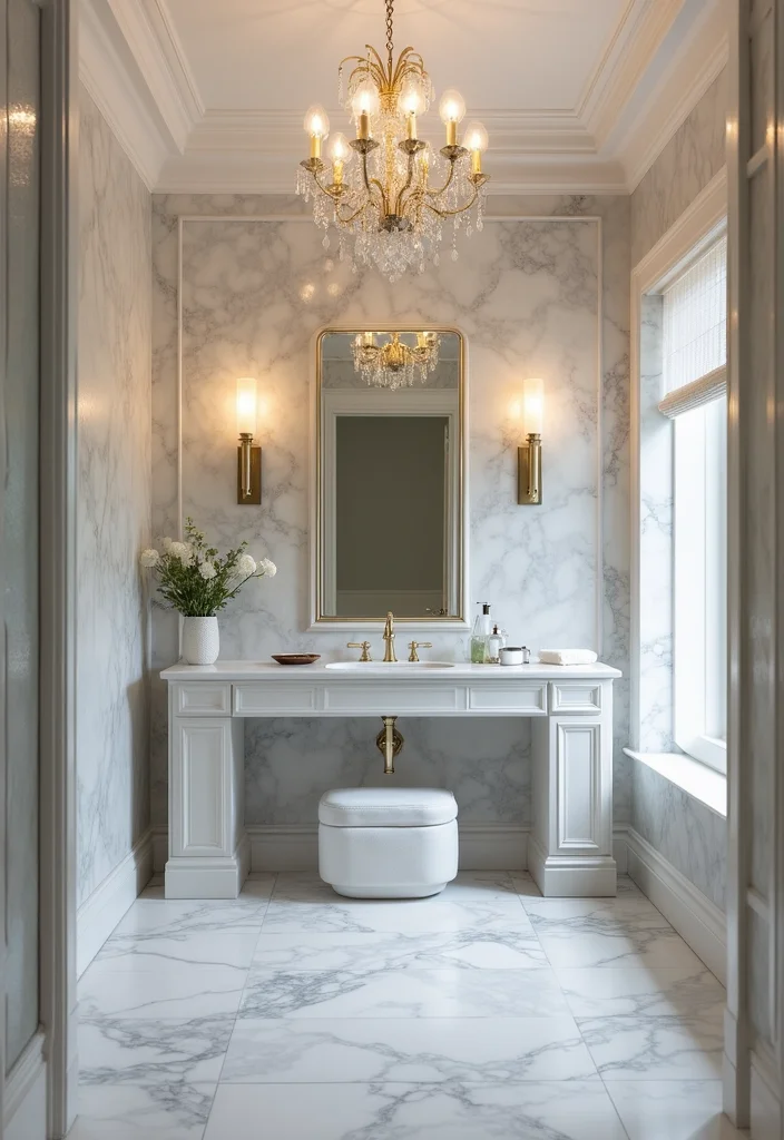 16 Marble Bathroom Ideas For Luxury Homes - 9. Marble Accented Lighting