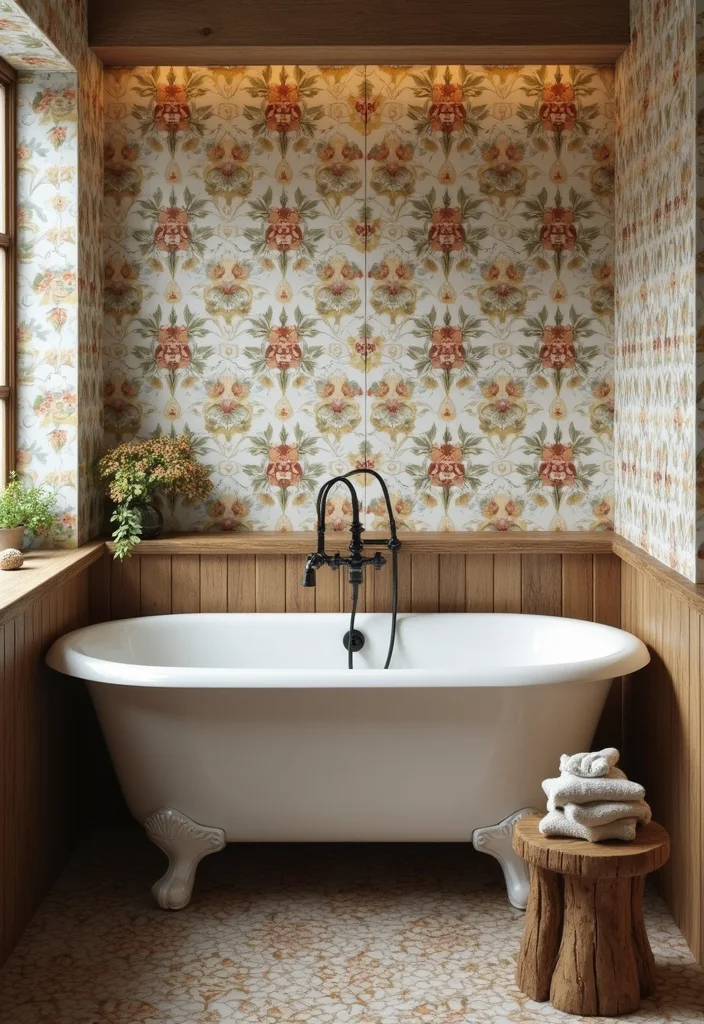 18 Tile Bathroom Ideas For Every Aesthetic - 2. Vintage Floral Patterns
