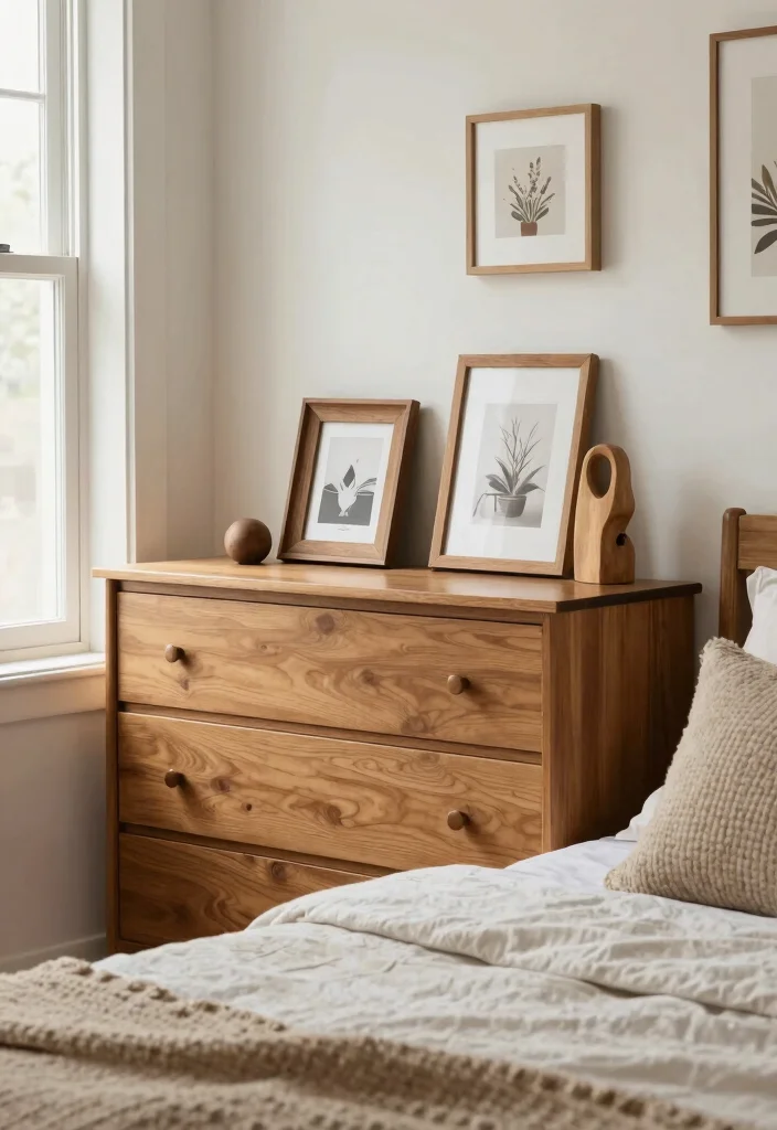 15 Bedroom Ideas With Wood Furniture: Warm and Timeless - 11. Personal Touches with Wooden Decor 1