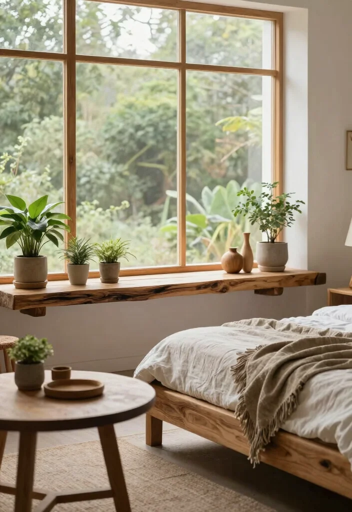 15 Bedroom Ideas With Wood Furniture: Warm and Timeless - 14. Bringing the Outdoors In with Wooden Accents 1