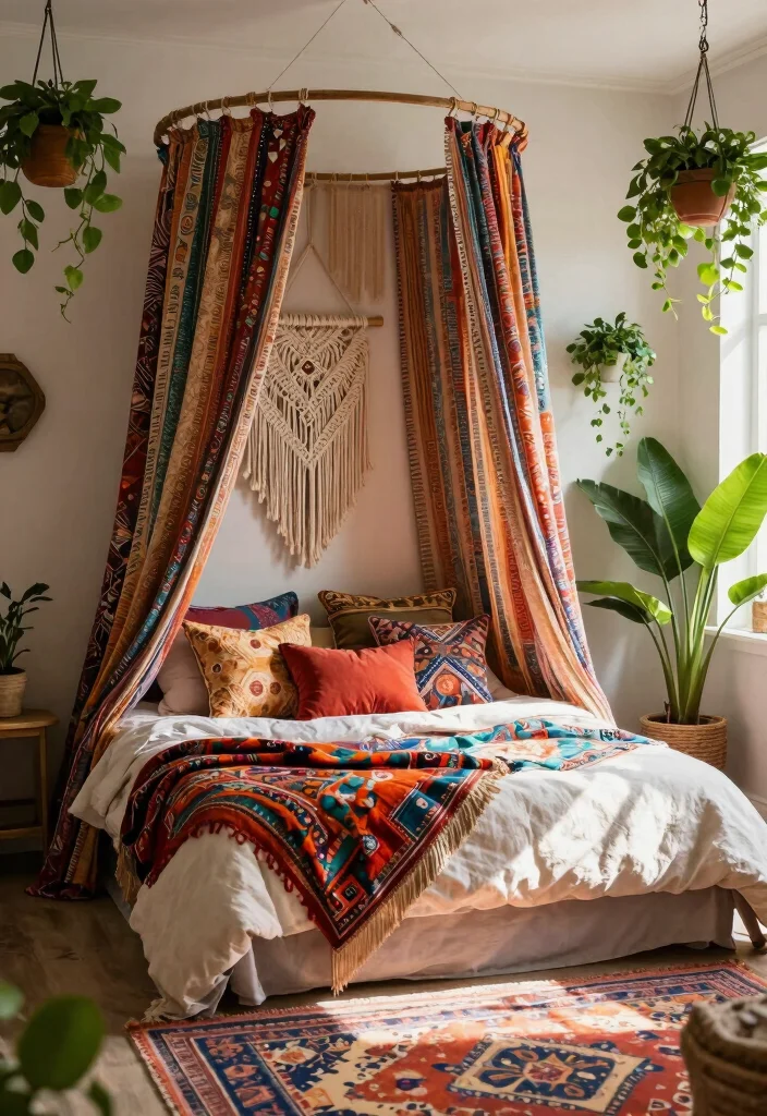 15 Bedroom With Canopy Bed Ideas Dreamy and Romantic - 1. Bohemian Bliss 1