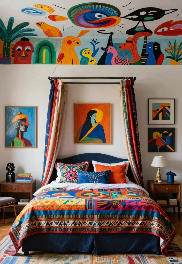 15 Bedroom With Canopy Bed Ideas Dreamy and Romantic - 15. Artistic Expression 1