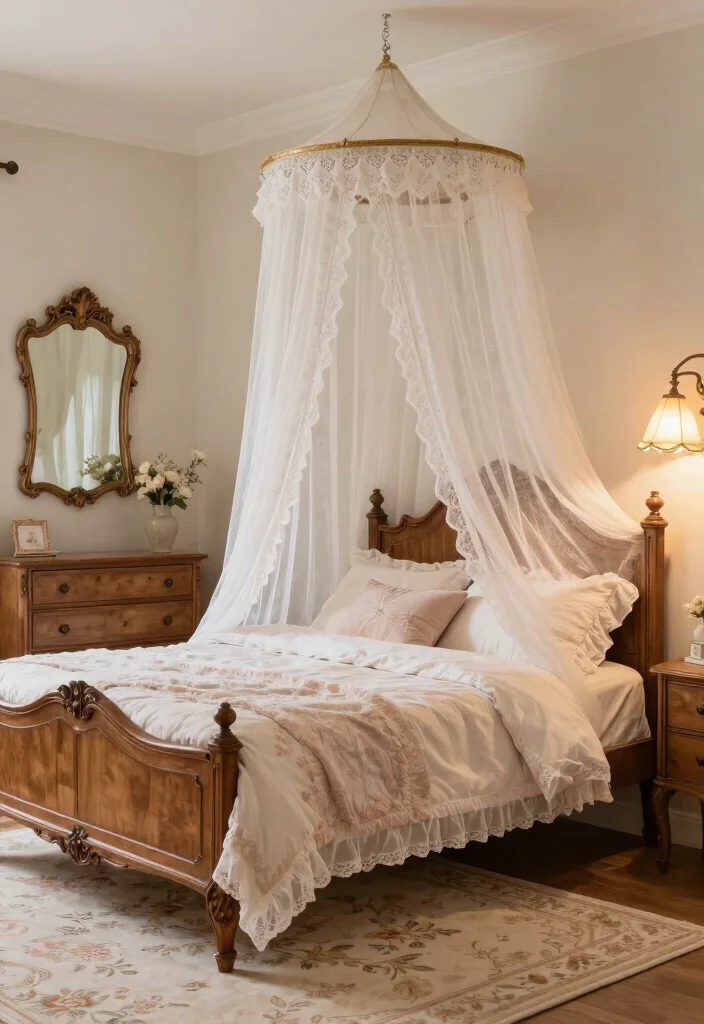 15 Bedroom With Canopy Bed Ideas Dreamy and Romantic - 5. Vintage Elegance 1