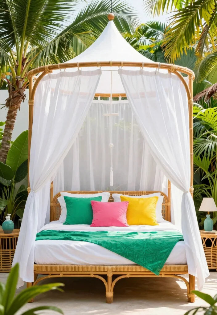 15 Bedroom With Canopy Bed Ideas Dreamy and Romantic - 6. Tropical Oasis 1
