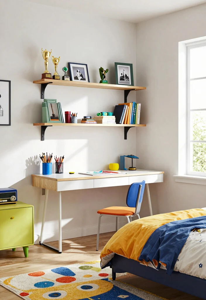 15 Boys Sharing Bedroom Ideas: Smart Layout Solutions - 7. Wall-Mounted Desks 1