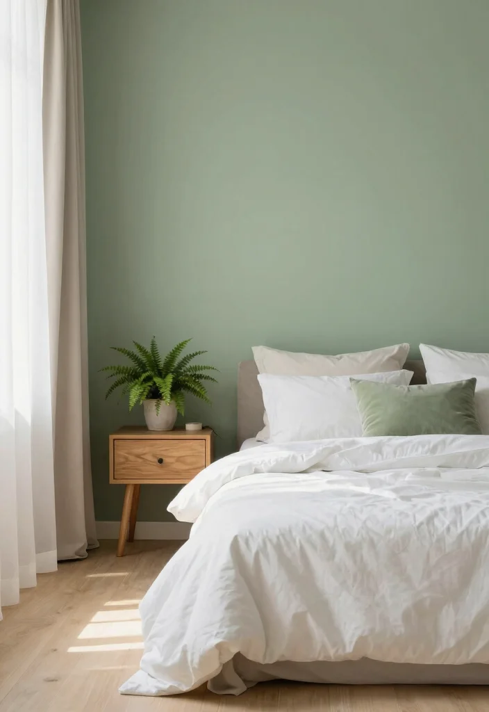 15 One Wall Painted Bedroom Ideas Simple Big Impact - 1. Serene Sage Green 1