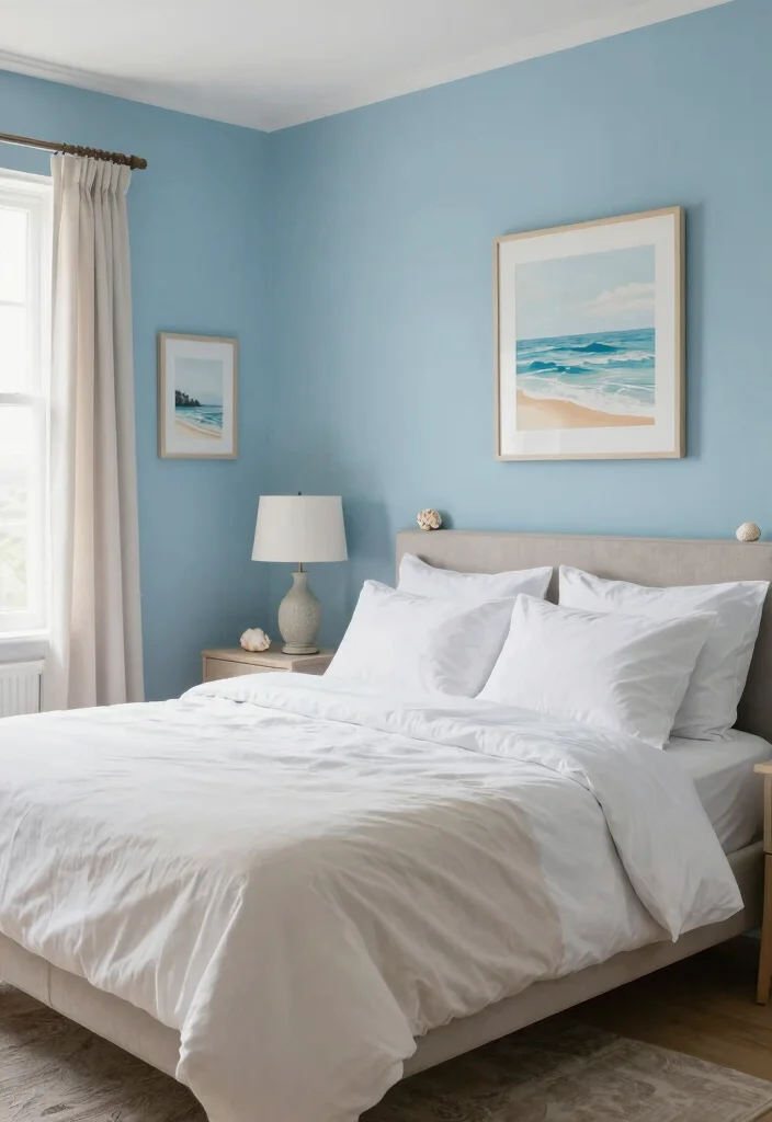 15 One Wall Painted Bedroom Ideas Simple Big Impact - 10. Ocean Blue 1