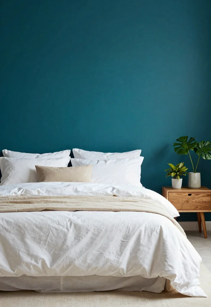 15 One Wall Painted Bedroom Ideas Simple Big Impact - 5. Deep Teal 1