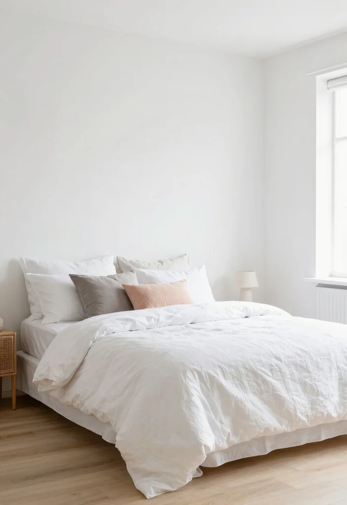 15 One Wall Painted Bedroom Ideas Simple Big Impact - 7. Crisp White 1