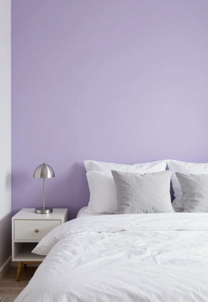 15 One Wall Painted Bedroom Ideas Simple Big Impact - 9. Soft Lavender 1