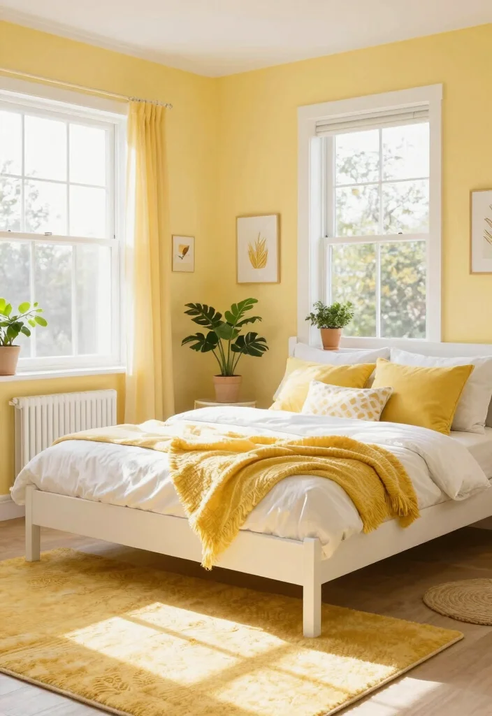 16 Bedroom Color Palette Ideas That Feel Calm and Stylish - 10. Soft Yellow and White 1