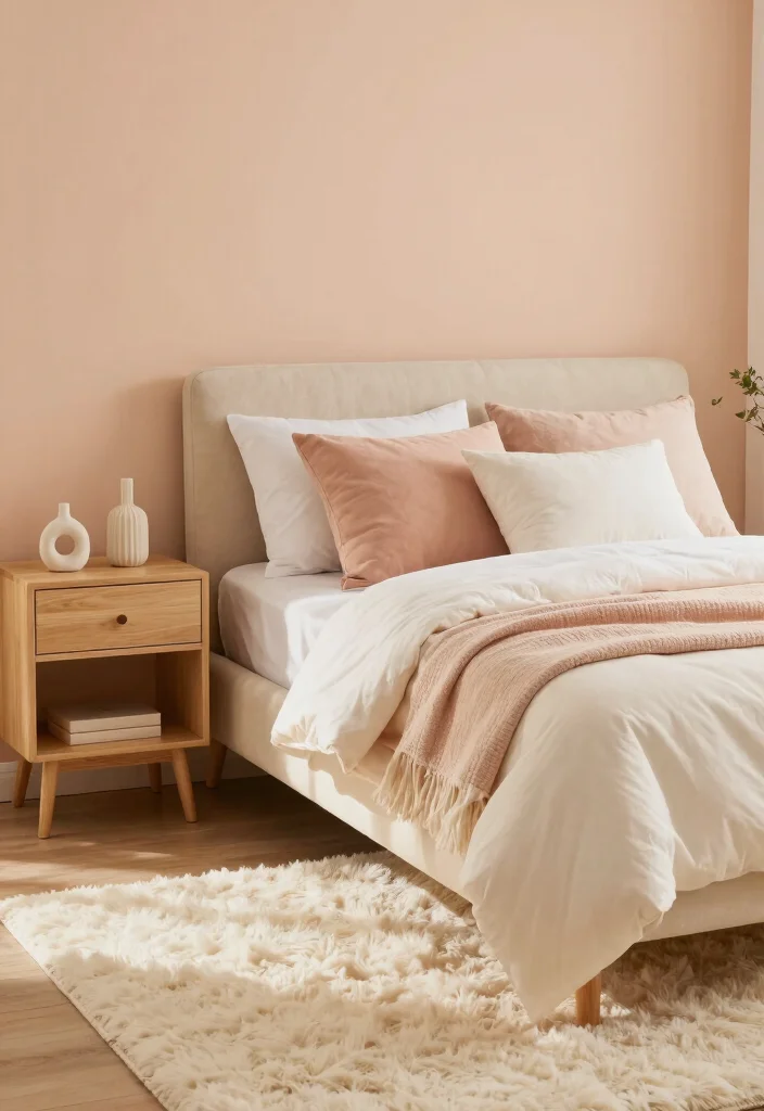 16 Bedroom Color Palette Ideas That Feel Calm and Stylish - 15. Light Peach and Cream 1